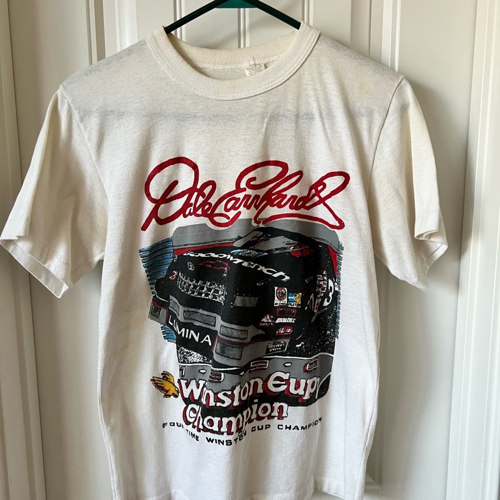 Vintage Dale Earnhardt signed 1991 GM GOODWRENCH 4-TIME NASCAR CHAMPION T shirt